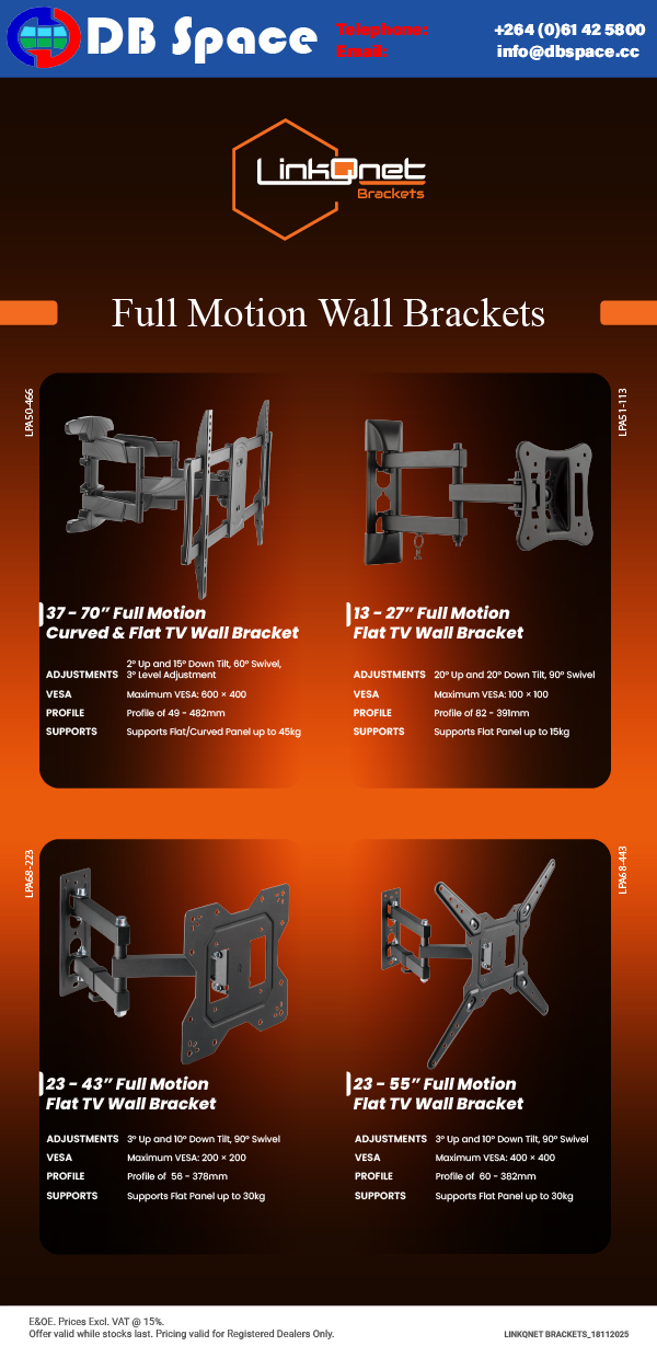 DB Space cc – Full Motion Wall Brackets – 17/02/2026