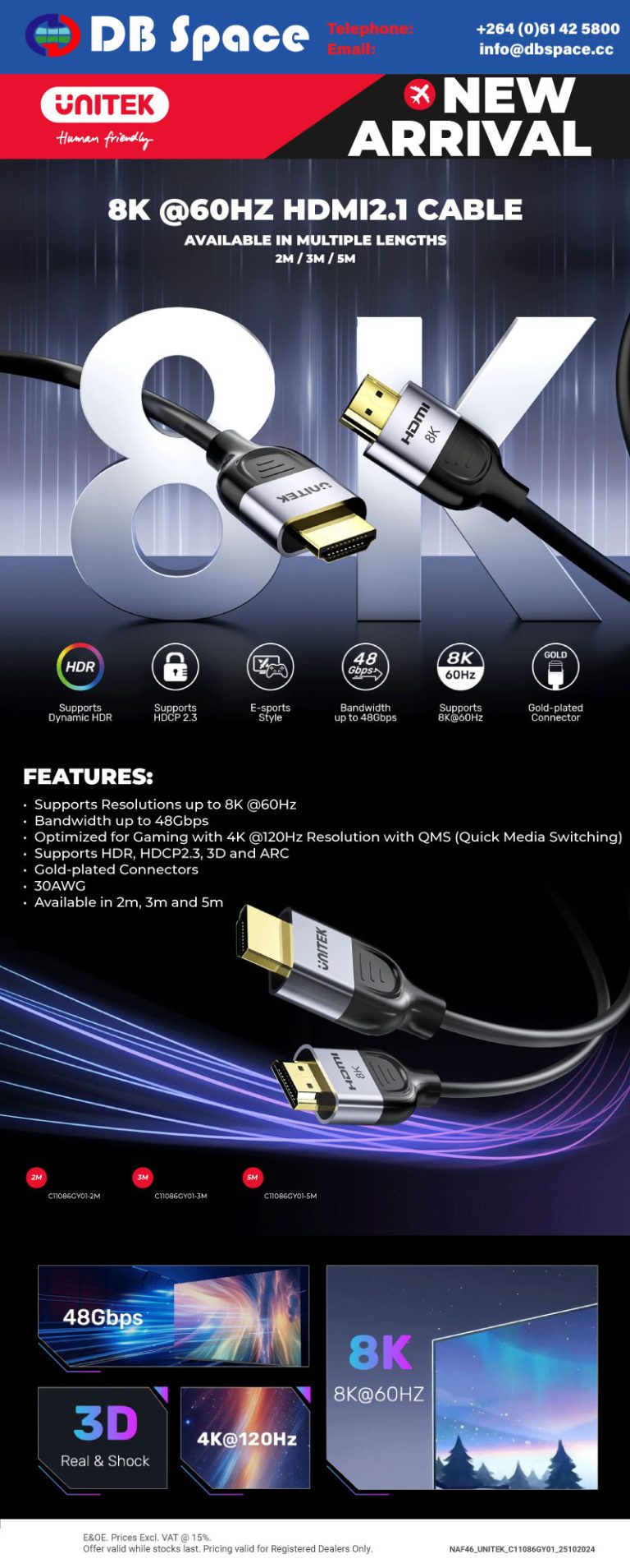 DB Space cc – 8K @60HZ HDMI 2.1 Cable – 24/04/2026