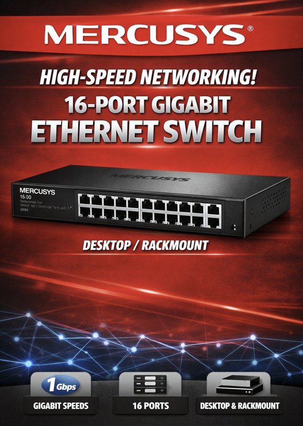 DB Space cc – Mercusys – 16 Port Gigabit Switch – 25/05/2025