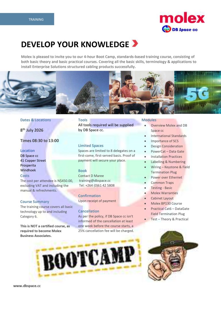DB Space cc – Molex Boot Camp 08/07/2026
