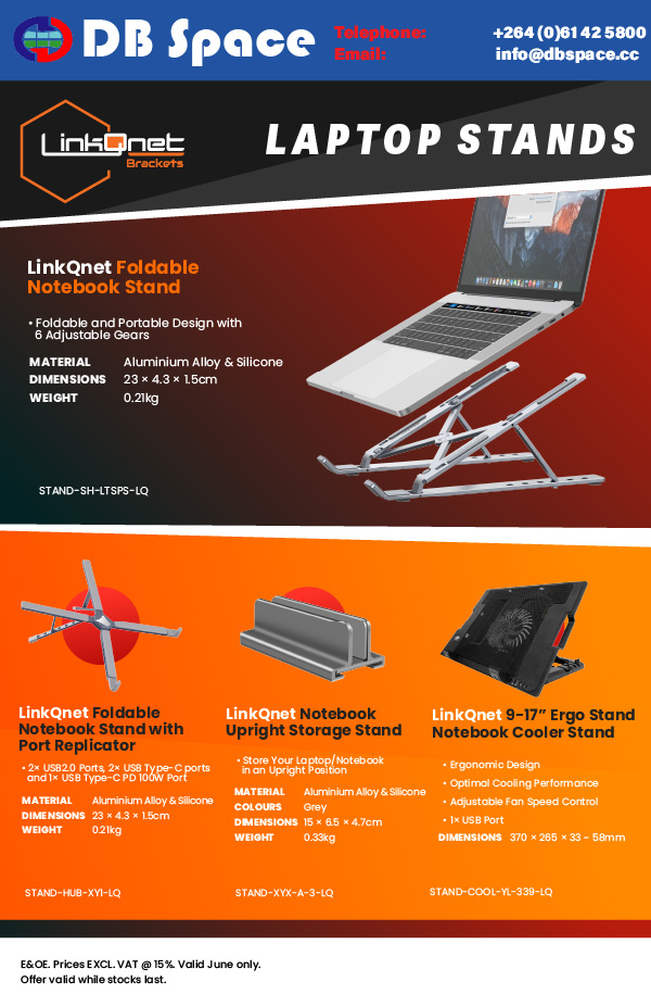 DB Space cc – Laptop Stands – 15/06/2026