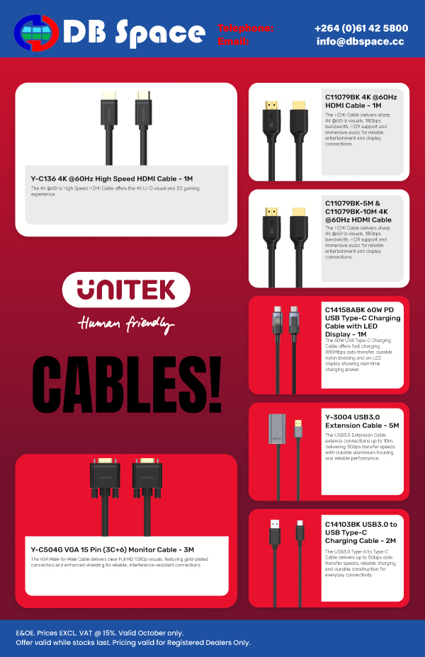 DB Space cc – Unitek Human Friendly Cables – 12/10/2026